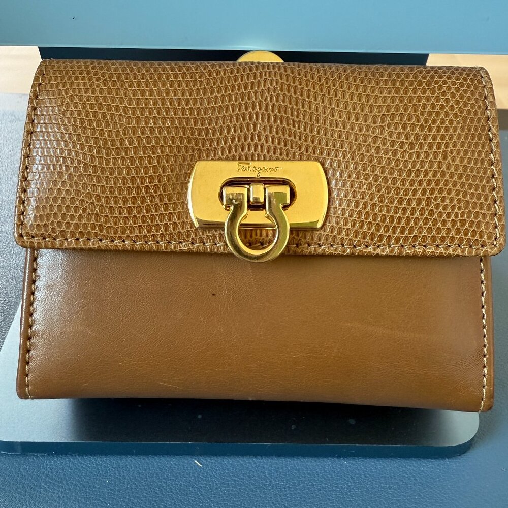 Salvatore Ferragamo Brown Leather Gancini Wallet